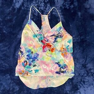 XS Amanda U. Pastel Watercolor wrap front draped tank top